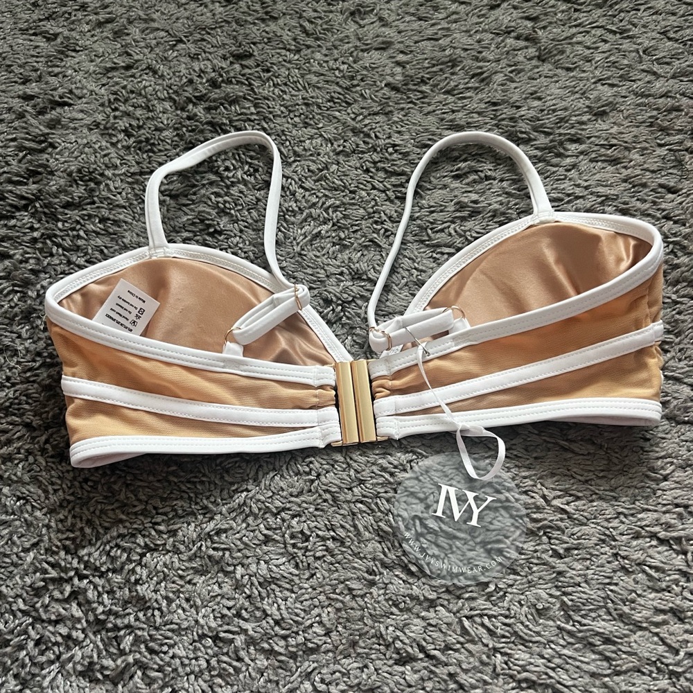 NWT IVY SWIMWEAR NOLA WHITE IN NUDE MESH TOP - Picture 4 of 6